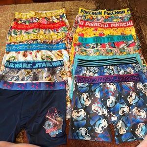 Lot of 12 boys boxer briefs Star Wars, Pokémon, Super Mario, silky fabric.